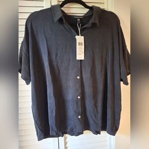 Eileen Fisher Charcoal Casual Button Down Shirt